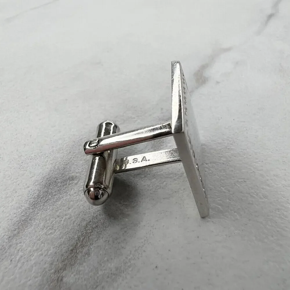 Hickok Vintage Silver Tone Square Scroll Single Cufflink